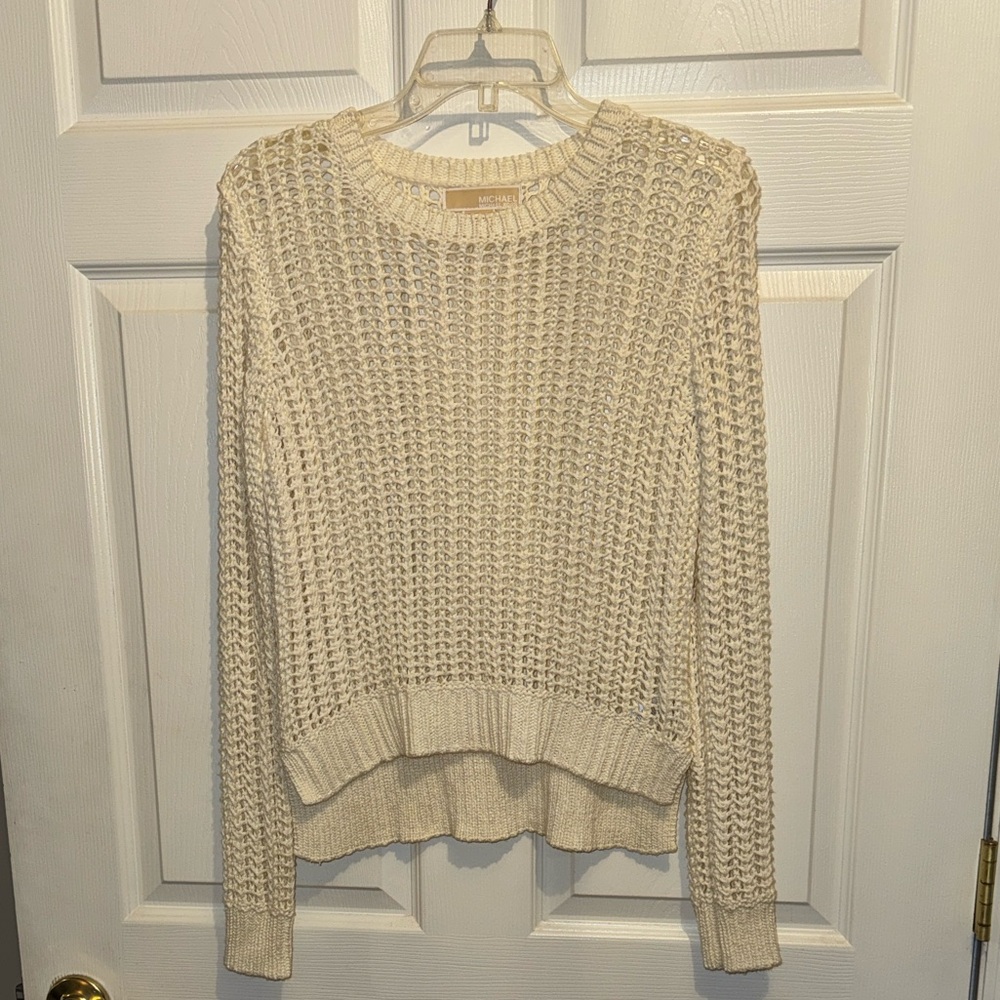 Michael Kors Cream Knit Crew Neck Sweater Size Small